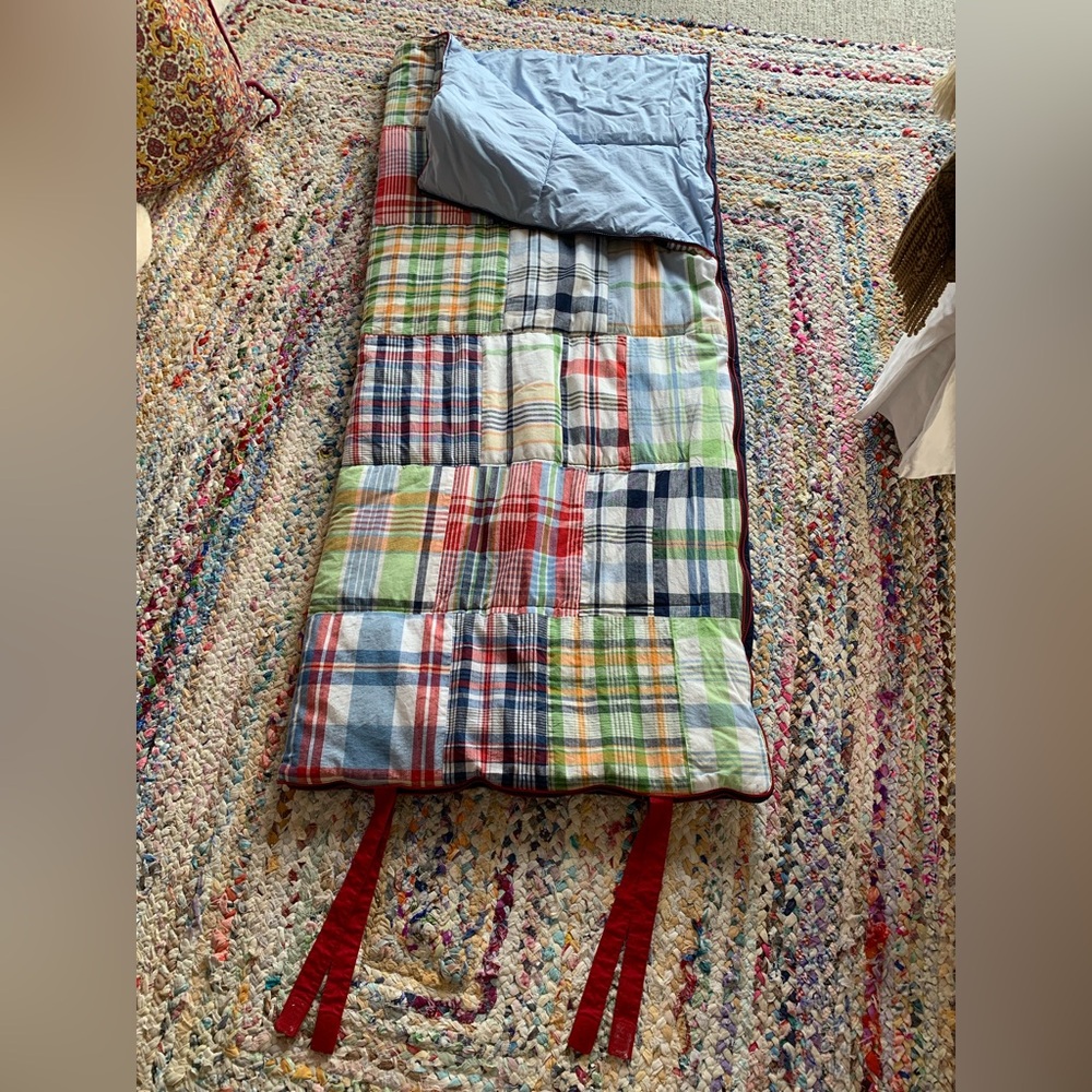 Pottery Barn Kids Madras Sleeping Bag Like New Condition.  Washed but not Used
